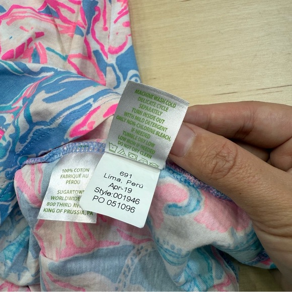 Lilly Pulitzer Ella Dress Blue Peri Viva La Lilly Vacation Tropical Girls XL - Picture 6 of 9